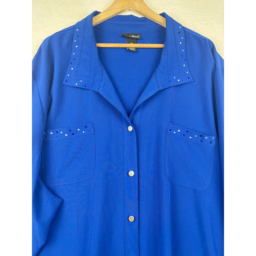 Maggie Barnes Button Down Shirt Womens 5X Rhinestone Embellished Glam